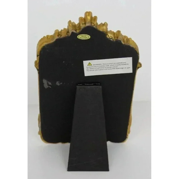 Vintage ORNATE Gold Hollywood Regency Floral Easel Back Table Top Mirror 5" X 9" - Picture 4 of 4